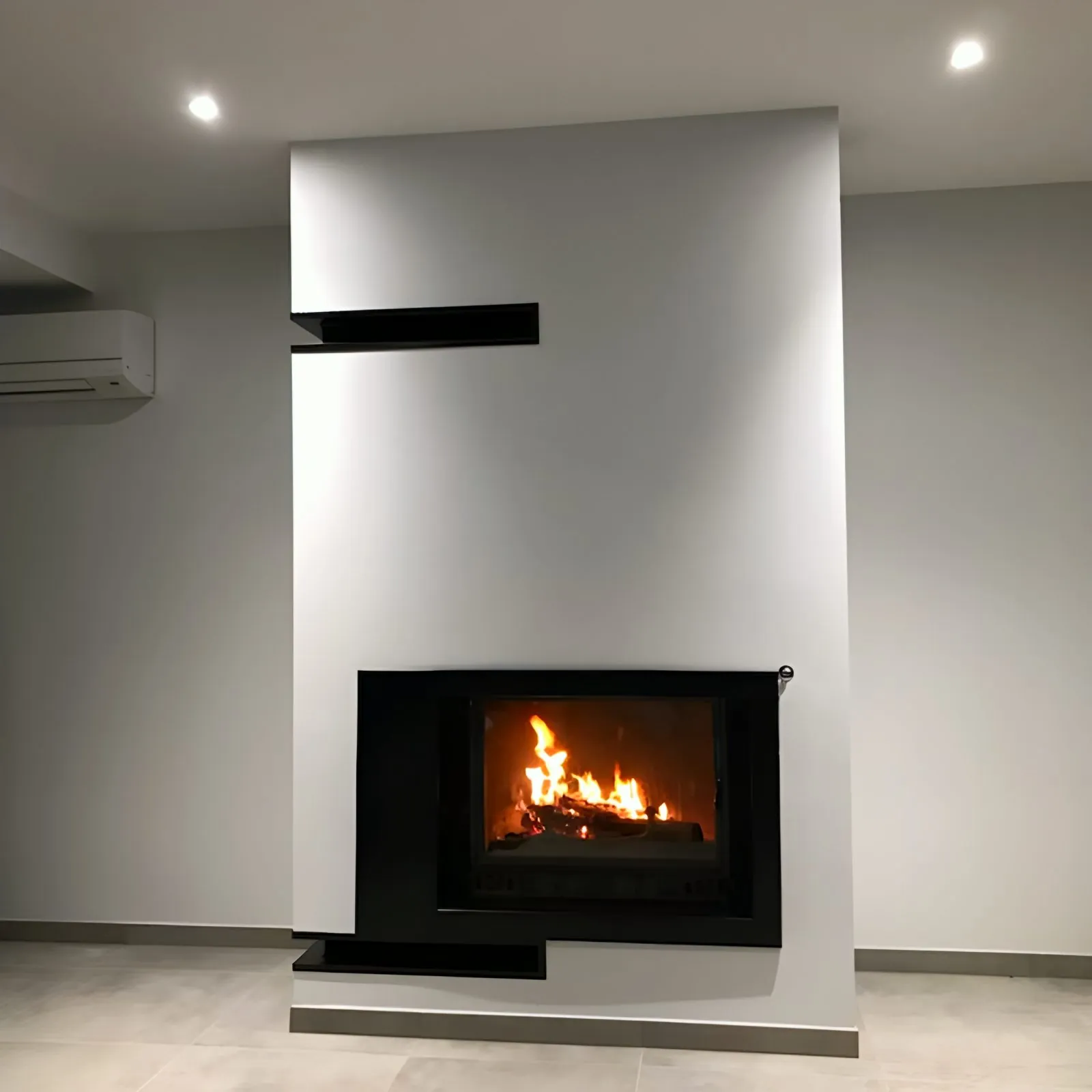Cheminée contemporaine, habillage sur mesure